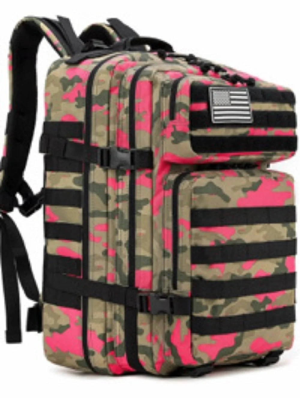 Tactical Camo Pink & Green Backpack - Men's Durable Daypack